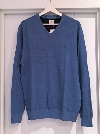 Jersey Milano cuello pico azul talla L