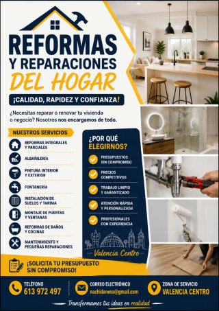 Reparaciones y reformas  exprés cualquier día