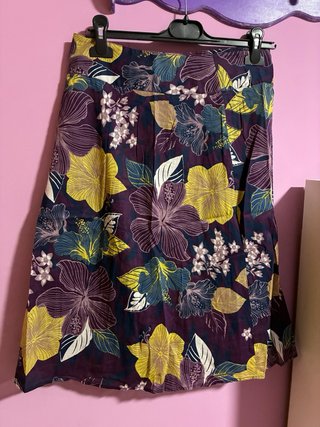 Falda pareo tropical morada y amarilla