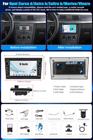 CAMECHO Android15 2+64G AutoRadio 9.7'' Opel Astra