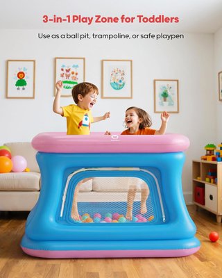 QPAU 3en1 Pozo Bolas Trampolín Parque Infantil