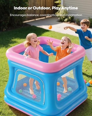 QPAU 3en1 Pozo Bolas Trampolín Parque Infantil