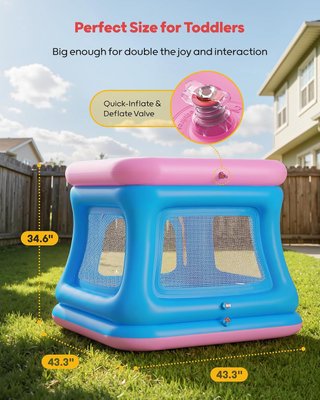 QPAU 3en1 Pozo Bolas Trampolín Parque Infantil