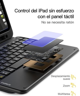 INATECK Funda iPad Teclado Trackpad BT5.3 3Canales