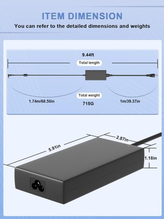 SLRIOYS Cargador 180W 19.5V 9.23A 5.5×1.7mm Acer