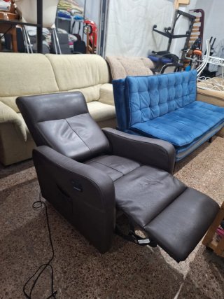 Sillón Reclinable Eléctrico Cuero Marrón