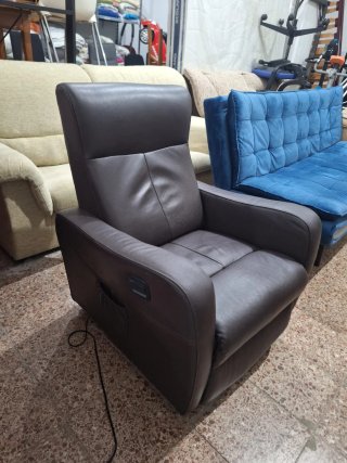 Sillón Reclinable Eléctrico Cuero Marrón