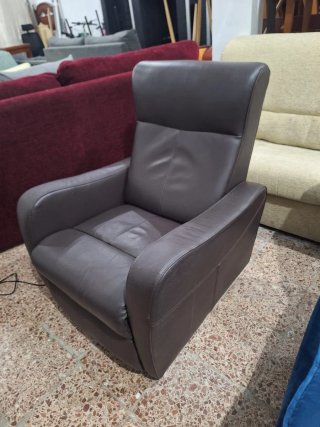 Sillón Reclinable Eléctrico Cuero Marrón