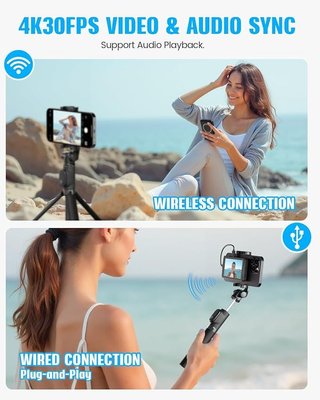 Vlog VERDELLE con schermo selfie 4K 30fps