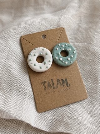 Pendientes Talam donut blanco y verde