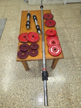 Kit Barra Mancuernas y Discos Salter