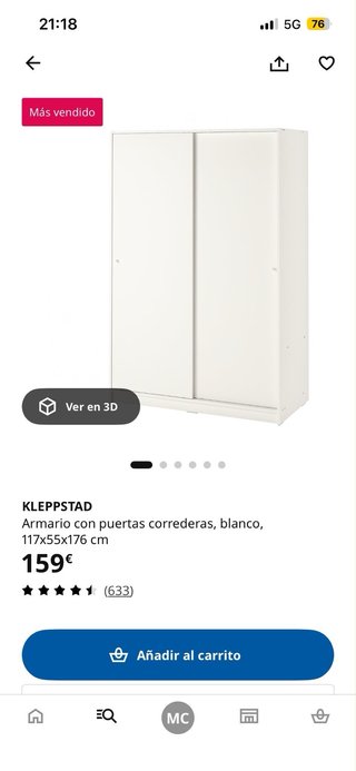 2 Armarios IKEA KLEPPSTAD correderas