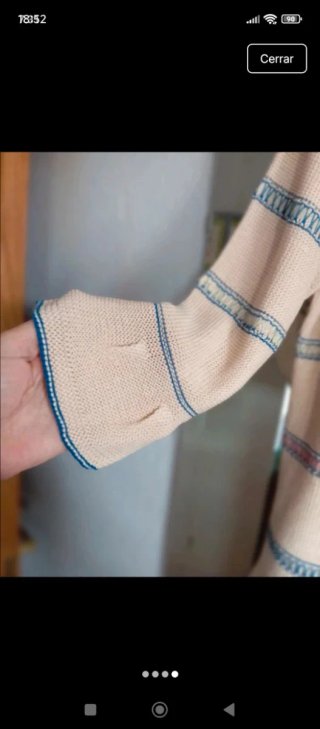 Jersey Velvet beige con rayas rosas y azules
