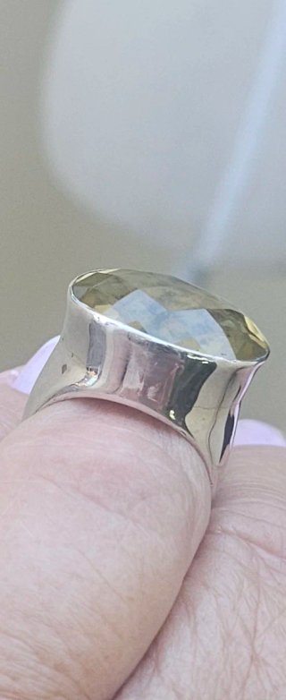 Anillo Plata Circon Limón Ovalado