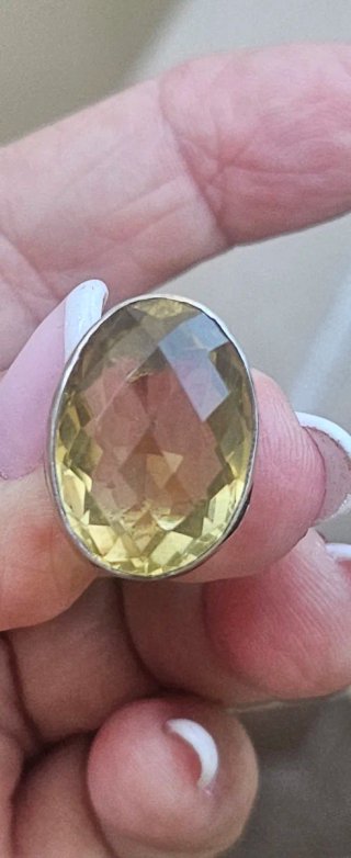 Anillo Plata Circon Limón Ovalado