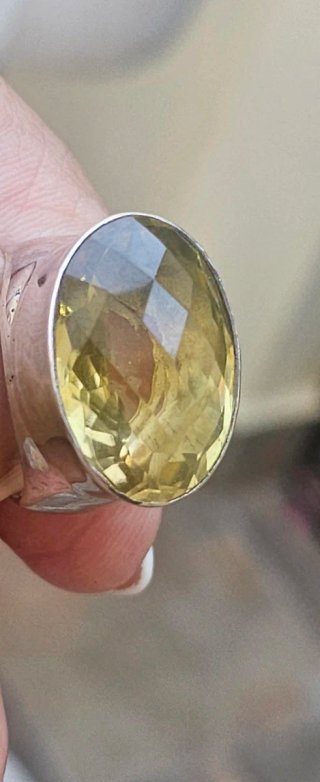 Anillo Plata Circon Limón Ovalado