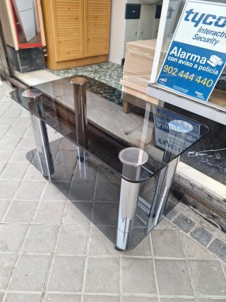 Mesa centro cristal y metal diseño italiano