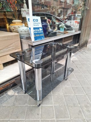 Mesa centro cristal y metal diseño italiano