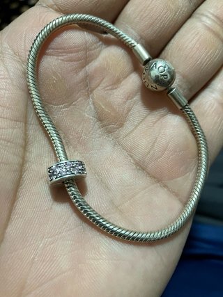 Pulsera Pandora Plata con Charm Rosa