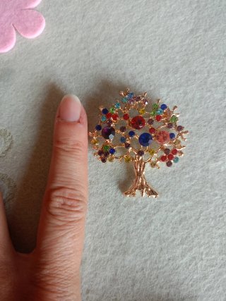Spilla vintage albero vita con cristalli colorati