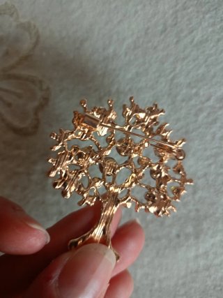 Spilla vintage albero vita con cristalli colorati