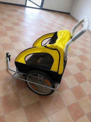 Carro remolque para bicicleta amarillo