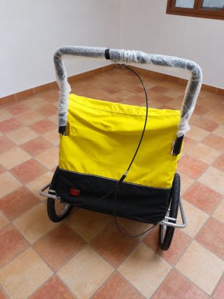 Carro remolque para bicicleta amarillo