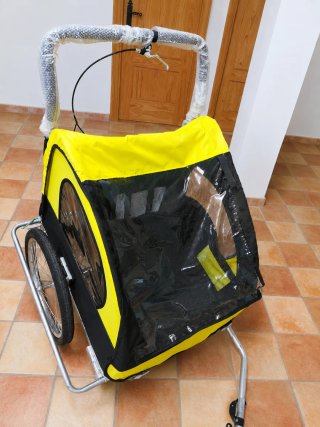 Carro remolque para bicicleta amarillo
