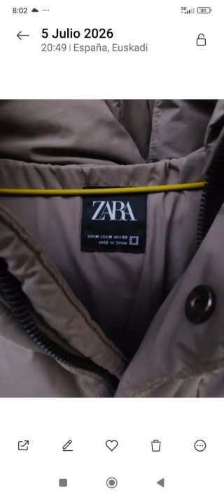 Chaqueta acolchada Zara beige hombre