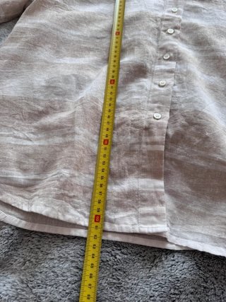 Camicia lino/cotone beige/bianca Tg L