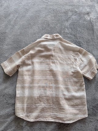 Camicia lino/cotone beige/bianca Tg L