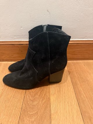 Botines tacón negros ante