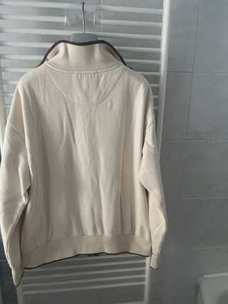 Felpa beige con zip e stampe