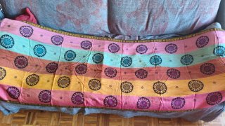 Foulard / Chal Negro con Estampado Multicolor
