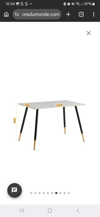 Mesa de comedor mármol y metal