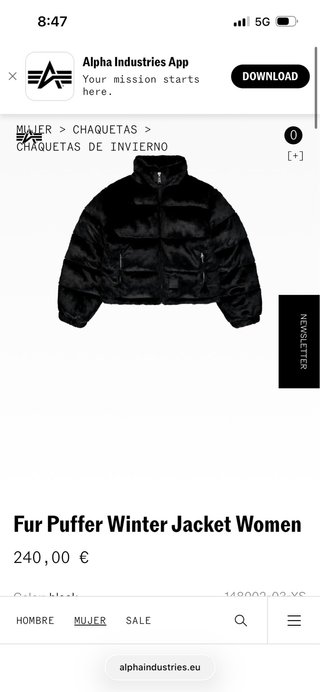 Chaqueta Puffer Invierno Mujer Negra