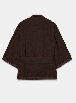 Chaqueta kimono Zara bordado marrón XS-S