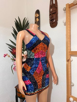 Vestido lentejuelas fiesta corto