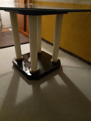 Mesa comedor cristal grueso metal dorado