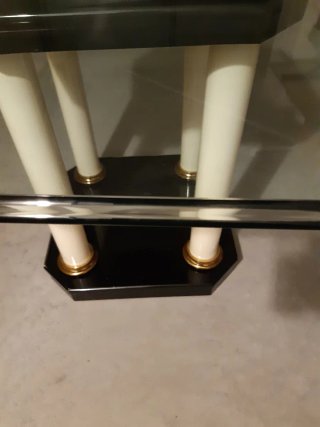 Mesa comedor cristal grueso metal dorado