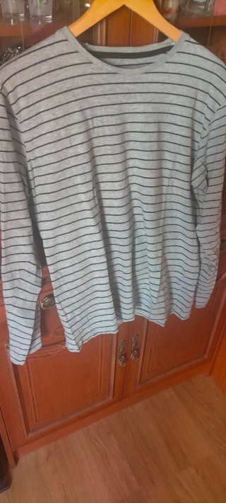 Camiseta gris rayas manga larga Talla XL