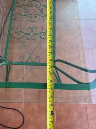 Mesa de jardín hierro y cristal verde