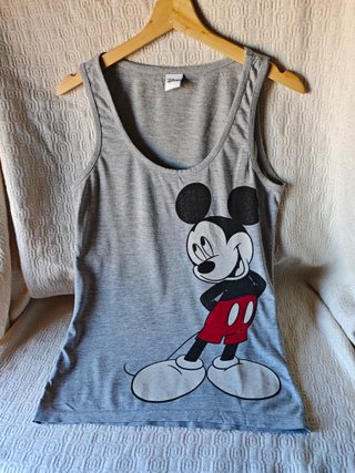 Camiseta gris tirantes Mickey Mouse mujer talla M