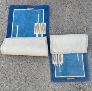 Juego de 2 alfombras azules y beige