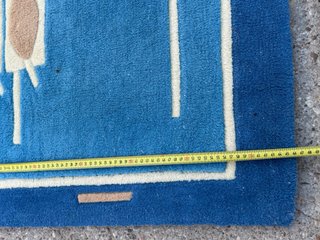 Juego de 2 alfombras azules y beige