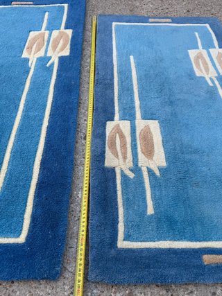 Juego de 2 alfombras azules y beige