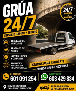 ¡GRÚA 24/7 – DISPONIBLE LOS 365 DÍAS DEL AÑO!