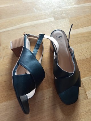 Sandalias LH negras mujer talla 39 tacón 5cm