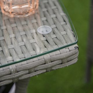 Set Giardino 3 Pezzi in Rattan PE Acciaio Grigio