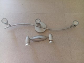 Lámpara de techo plateada 3 focos y de pared de 2